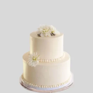 Elegant White Flower Wedding Cake